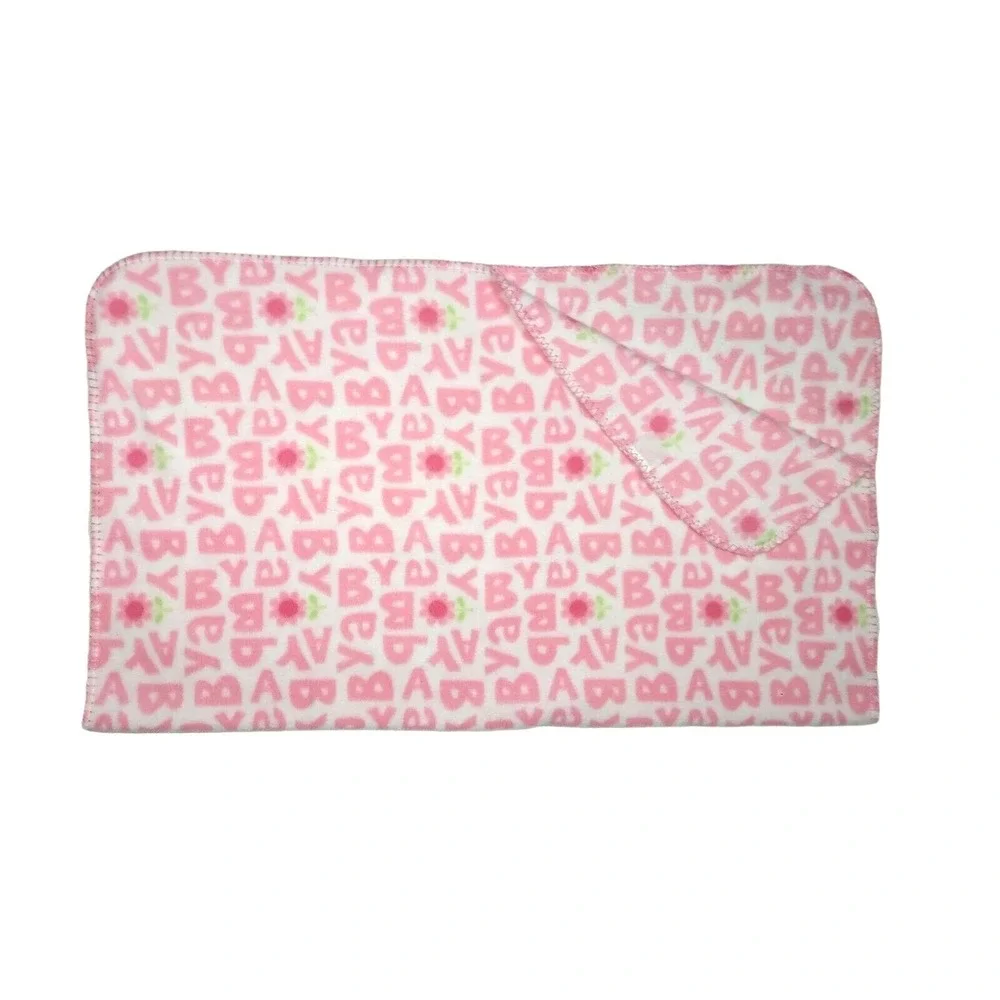 Child Of Mine B A B Y Letters Pink Flower Fleece Blanket Lovey Carters Baby Girl
